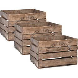 Set van 3x stuks houten opberg fruitkisten/kratten 42 x 51 cm - Opbergkisten