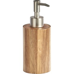 Zeeppompje/dispenser - acacia hout - D7 x H18 cm - Zeeppompjes