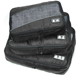 Decopatent® Packing Cubes SET 3 Delig - Organizer voor koffer en backpack - Bagagage Organizers Kleding Ondergoed Schoenen - Zwart