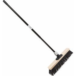Staaldraad straatbezem/buitenbezem 40 cm met metalen telescoopsteel zwart 80 - 130 cm - Bezem