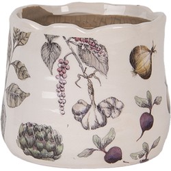 Clayre & Eef Bloempot Ø 11x10 cm Beige Keramiek Groenten