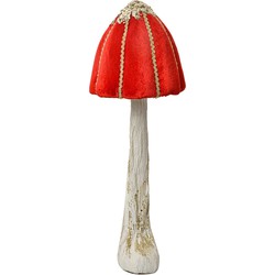 Clayre & Eef Decoratie Beeld Paddenstoel Ø 15x40 cm Rood Kunststof
