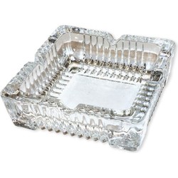 Concorde Vierkante glazen transparante asbak - 10 x 10 x 4 cm - binnen/buiten - Asbakken