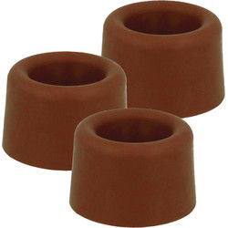 AMIG Deurstopper/deurbuffer - 6x - D30mm - inclusief schroeven - rubber - bruin - Deurstoppers