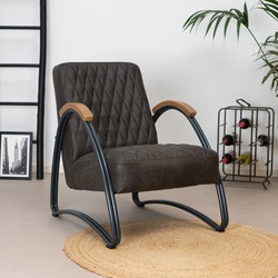 Industriële fauteuil Ivy eco-leer antraciet
