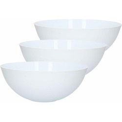 Saladeschaal/serveerschaal van kunststof - 4x - mat wit - 25 cm - Serveerschalen