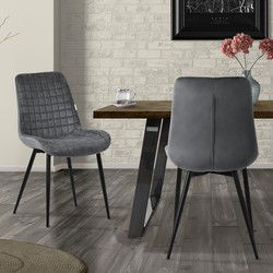 Eetkamerstoel set van 2 antraciet met fluwelen bekleding en stalen poten Keukenstoel met rugleuning ML design