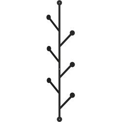 Verticale wandkapstok met 6 haken in zwart metaal H94 cm  PONPON