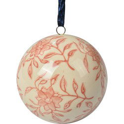 Clayre & Eef Decoratie Hanger Ø 8 cm Beige Keramiek Bloemen