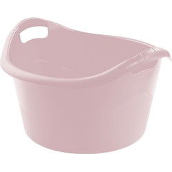 Hega Hogar Grote teil/afwasbak/kuip - kunststof - rond - handvatten - 45 x 27 cm - 18L - roze - Afwasbak