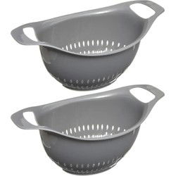 Five vergiet/zeef - 2x stuks - grijs - kunststof - L33 x H14 x D18 - Vergieten