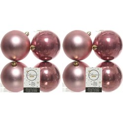 8x Kunststof kerstballen glanzend/mat oud roze 10 cm kerstboom versiering/decoratie - Kerstbal