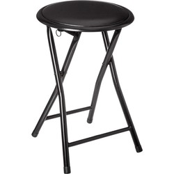 Bijzet krukje/stoel - Opvouwbaar - zwart/zwart - 46 cm - Krukjes