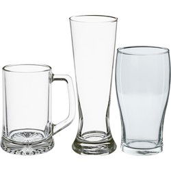 Bierglazen set - pilsglazen/bierpullen/pint glazen - 12x stuks - glas - Bierglazen