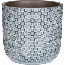 Mica Decorations Plantenpot - keramiek - blauw - D17 x H16 cm - Plantenpotten