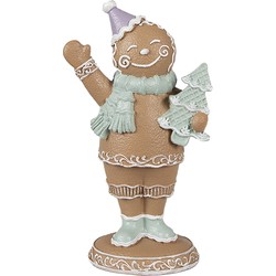 Clayre & Eef Kerstdecoratie Beeld Gingerbread man 16 cm Bruin Kunststof