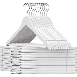 Set van 20 witte houten kledinghangers met draaibare haken