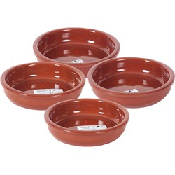 4x Terracotta tapas bakjes/schaaltjes 16 cm en 14 cm - Snack en tapasschalen