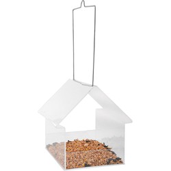 Vogelhuisje/voedertafel transparant kunststof 15 cm - Vogelvoederhuisjes