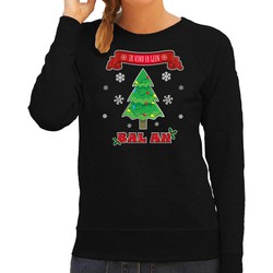 Bellatio Decorations foute Kersttrui/sweater dames - ik vind er geen bal aan - zwart - kerstfeest 2XL - kerst truien