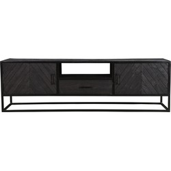 Tv meubel raw | black | mangohout | 160 x 40 x 55 (h) cm