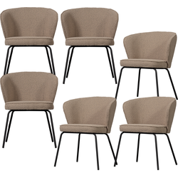 BePureHome eetkamerstoelen Admit - Bouclé - Beige - Set van 6