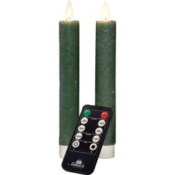 Anna's Collection LED dinerkaarsen - 2x - jade groen - 18 cm - LED kaarsen