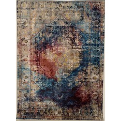 Tapijtenloods Picasso Heriz Vintage Vloerkleed Multi / Blauw Laagpolig- 300x400 CM