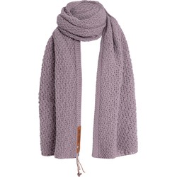 Knit Factory Luna Gebreide Sjaal Dames - Colsjaal - Omslagdoek - Mauve - 200x50 cm - Inclusief sierspeld