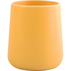 MSV Badkamer drinkbeker Malmo - Keramiek - saffraan geel - 8 x 10 cm - Tandenborstelhouders