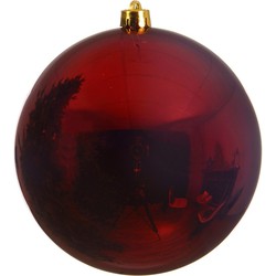 1x Kerstballen - kunststof - groot - donkerrood - 20 cm - glans - Kerstbal