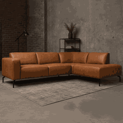 Hoekbank Barin cognac microvezel rechts