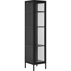Vitrinekast Zwart Metaal - 1 Deur - 40x35x180cm - Brisbane