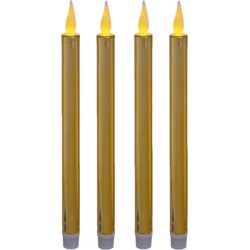 Kaarsen set van 4x stuks Led dinerkaarsen goud 28 cm - LED kaarsen