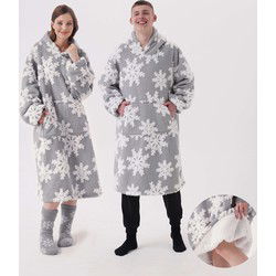 Textino SNOWY - Oversized Hoodie - 70x110 cm - Hoodie & deken in één - unisex - Sharkskin - grijs - 1 stuk - Textino