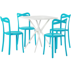 SERSALE/CAMOGLI  - Tuinset voor 4 - Turquoise - Synthetisch materiaal