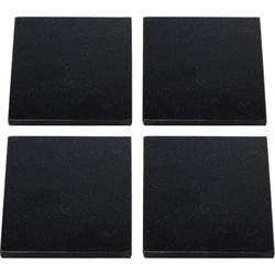 8x Granieten onderzetters 10 x 10 cm vierkant met houder - Glazenonderzetters