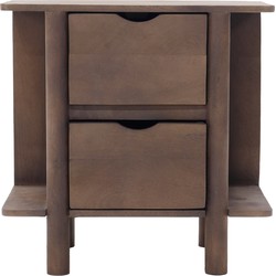 Nachtkastje Donkerbruin Mangohout - 60x38x60cm - 2 Lades - Xavier