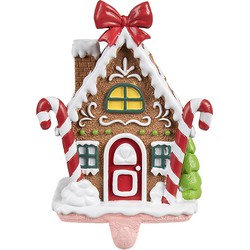 Clayre & Eef Haak Kerstsok Gingerbread house 13x11x18 cm Bruin Kunststof