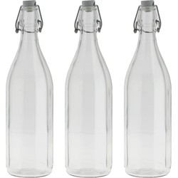 Bormioli rocco set van 4x stuks weckflessen transparant beugeldop glas van 1 liter - Weckpotten