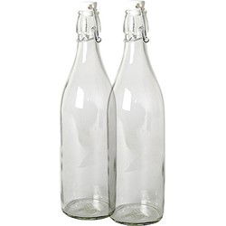 Gerimport Beugelfles - 24x stuks - weckfles met beugeldop - 1 liter - Decoratieve flessen