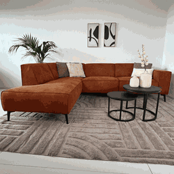 Industriële hoekbank Brisbane cognac links leer
