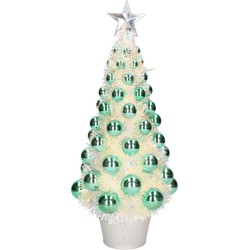 Kunstkerstboom compleet met lichtjes en ballen groen 40 cm - Kunstkerstboom