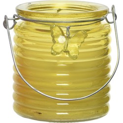 Citronella kaars - in windlicht - geel - 20 branduren - citrusgeur - geurkaarsen
