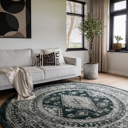 Rond Vintage Vloerkleed Aila Groen - Polypropyleen