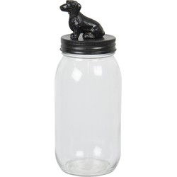 Clayre & Eef Voorraadpot Ø 8x22 cm Glas Hond