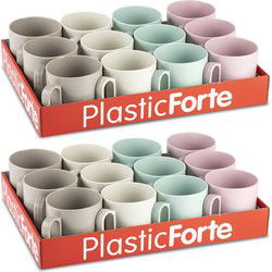 PlasticForte Gekleurde drinkbekers/mokken - 24x - kunststof - 320 ml - Drinkbekers