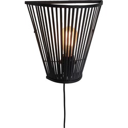 Wandlamp Merapi - Bamboe Zwart - 30x15x30cm
