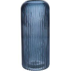 Bellatio Design Bloemenvaas - denim blauw - transparant glas - D9 x H20 cm - Vazen