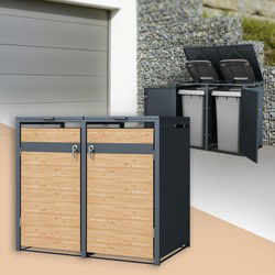 Afvalbak 2 tot 240L 132x80x116,3 cm gemaakt van staal in larikslook ML design